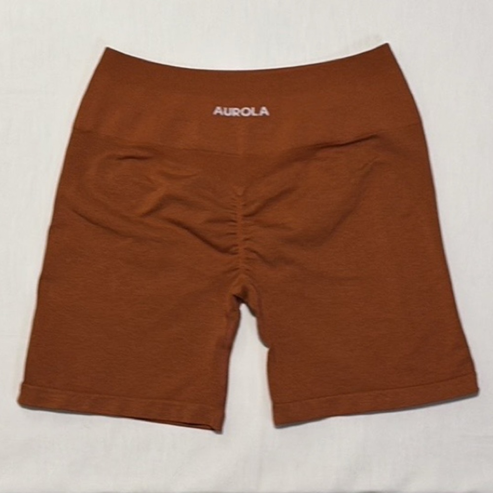 AUROLA Seamless Biker Shorts Burnt Orange High Waist Gym Yoga Athleisure
